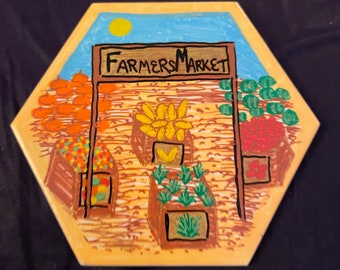 Farmers Market add-on Expansion: Hex, Tokens, Status Tiles, and Player Guide! Hand-Painted Artisan Game Pieces! Compatible with Catan + TTM!