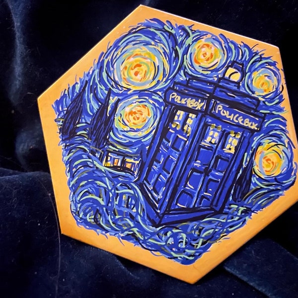 TARDIS Dr. Who Game Add-On:  Hexes, Tokens, and Rules!  Compatible with Catan and TTM's Hex-based Games!  Hand-Painted Artisan Game Pieces!