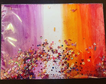 Glitter Pride Cards!!  Watercolor and Matching Glitter Cover, Blank inside, with Envelope <3