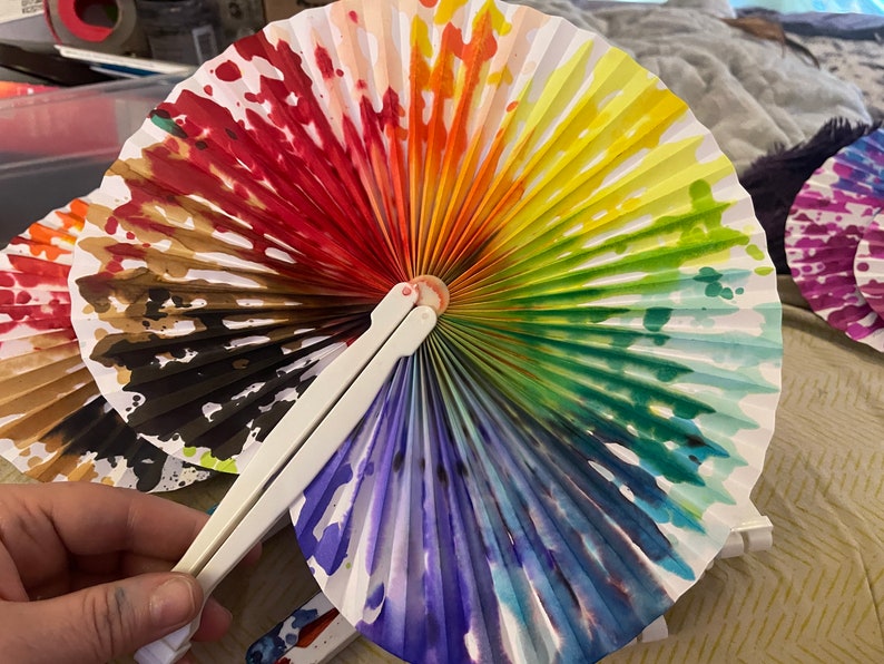Pride Fans  Alcohol Ink on Collapsible Fan Sealed on Handle image 1