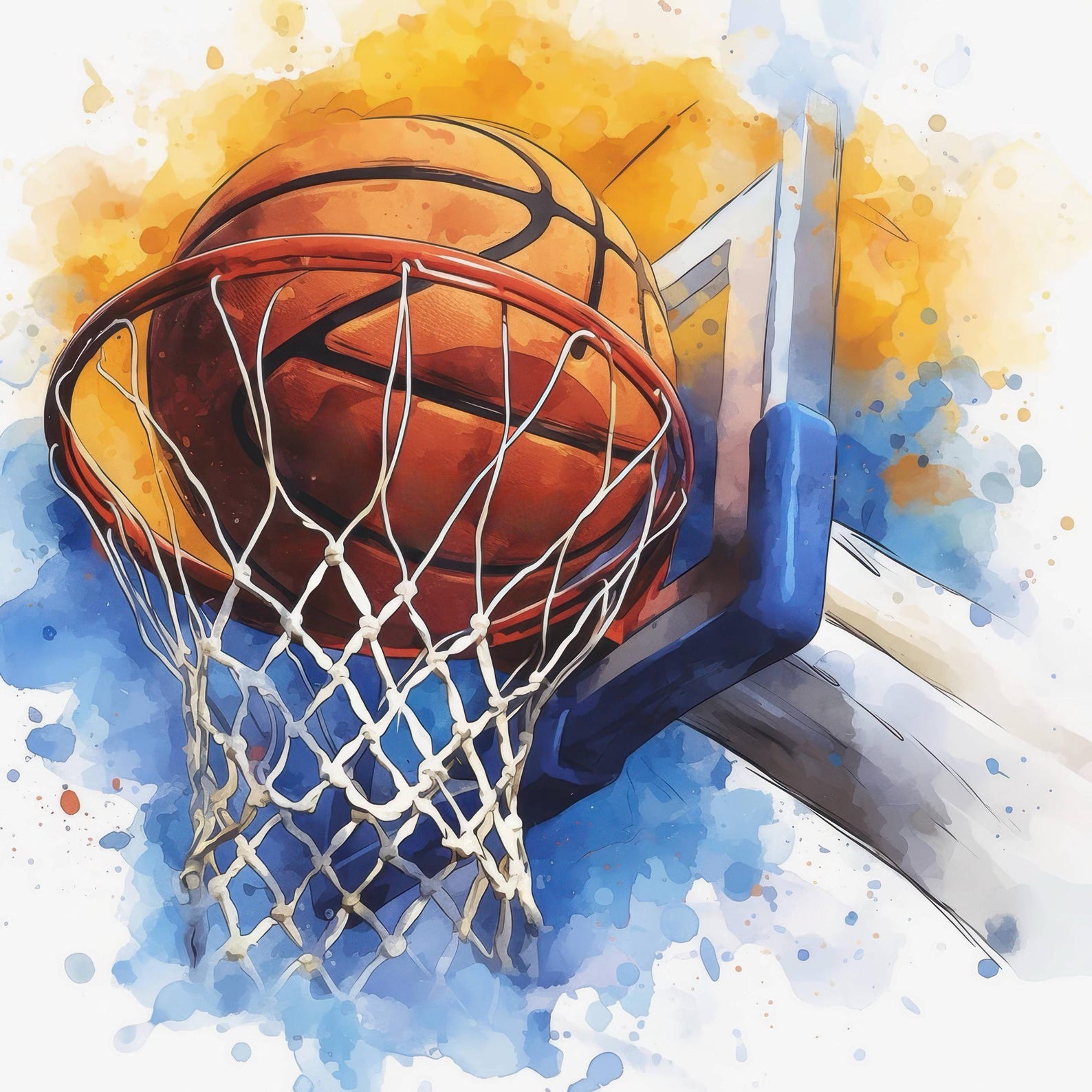 10 Basketball Clipart Bundle, Watercolor Sports Ball Illustration ...