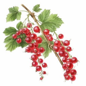 10 Ruby Currant Berries Watercolor Clipart, Botanical Artwork Illustration, Printable Watercolor Clipart, High Quality JPG, Paper Craft