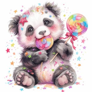 14 Baby Panda Clipart Bundle, Cute Panda Nursery Illustration, Printable Watercolor Clipart, High Quality JPG, Paper Craft, Junk Journals