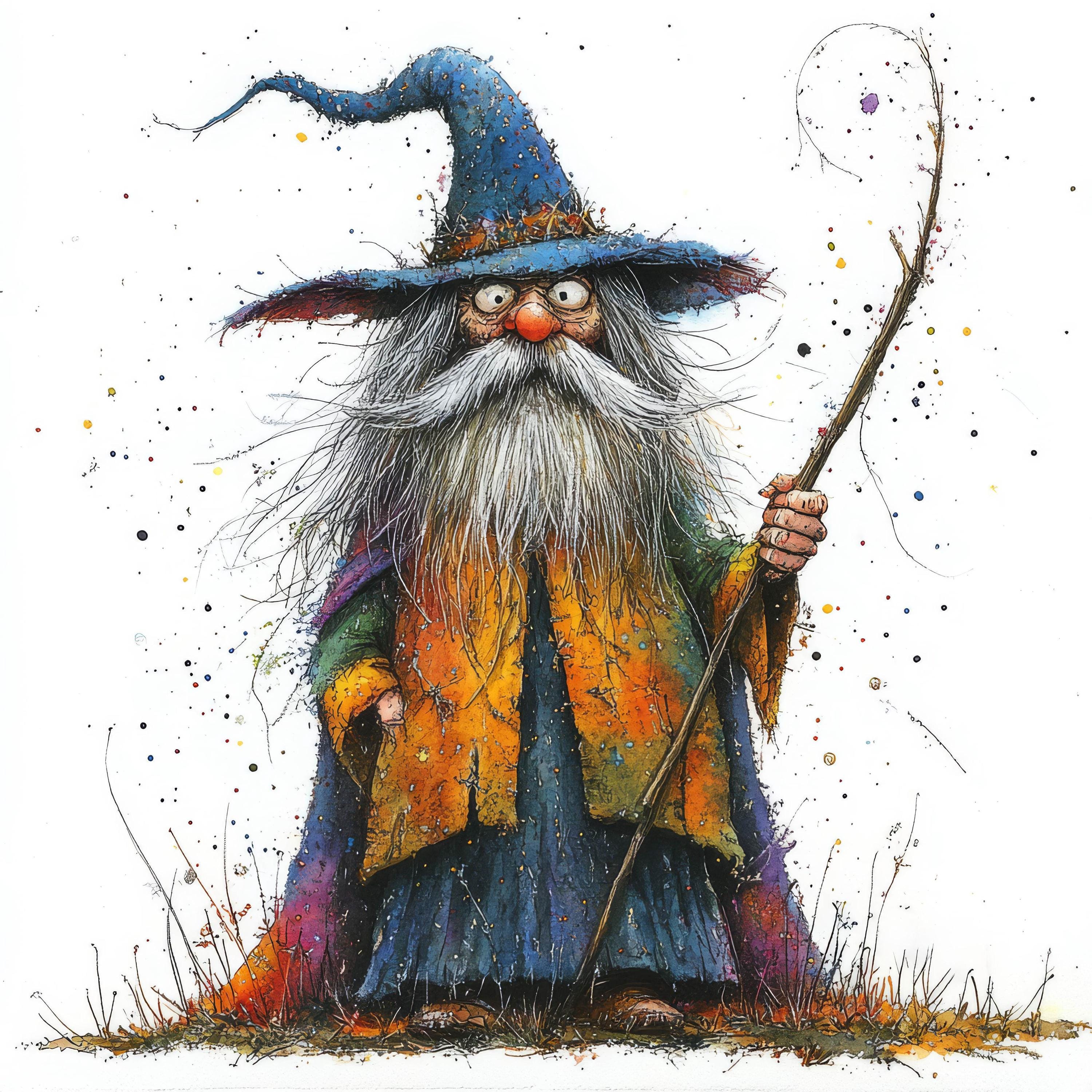 Frazzled Wizard Clip Art 12 High Res Watercolor Jpgs for Junk Journals ...
