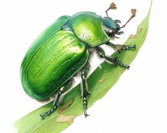 Pacote com 11 cliparts de besouros em folhas, ilustração de insetos da natureza, clipart em aquarela para impressão, JPG de alta qualidade, artesanato em papel, diários de sucata