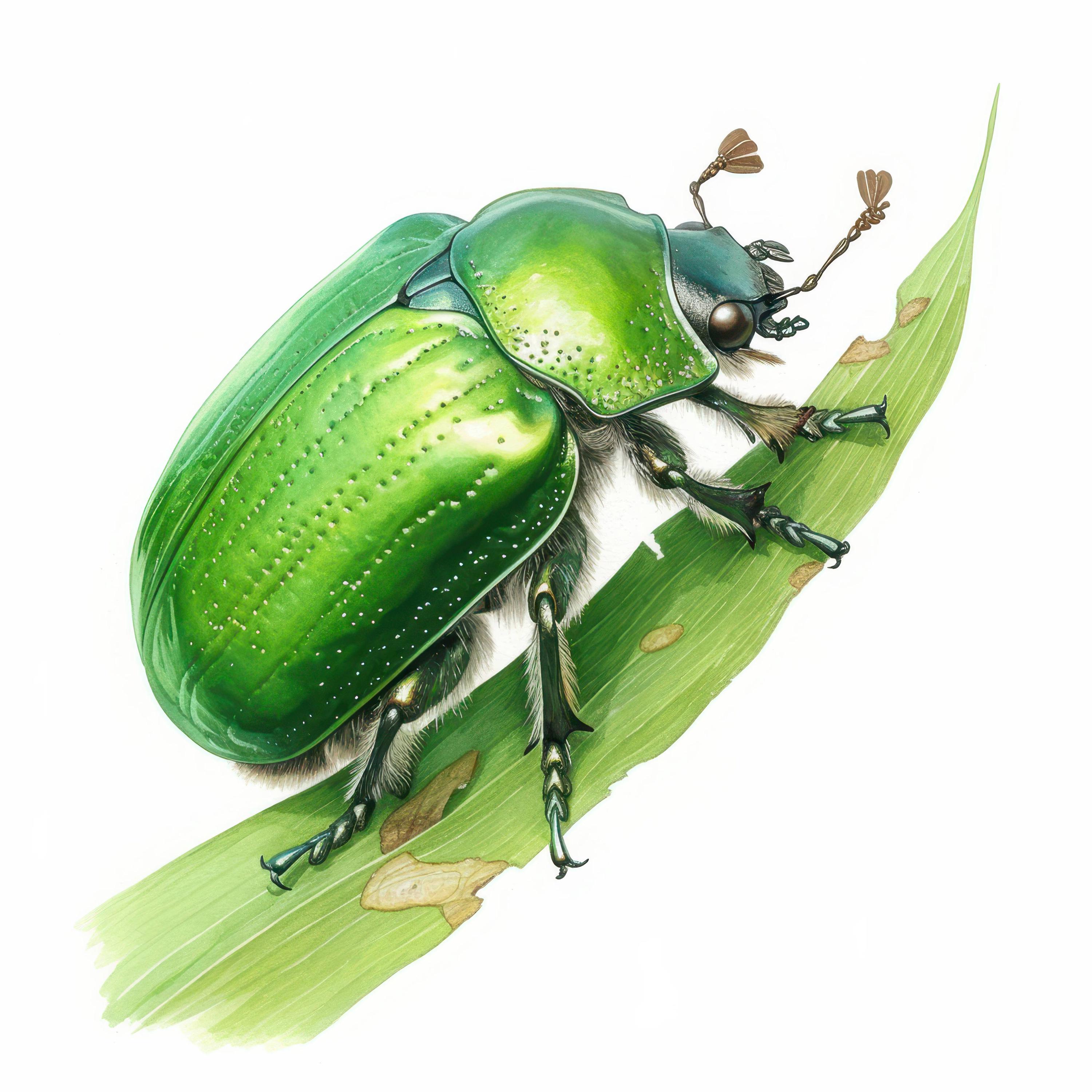 葉っぱの上のカブトムシのクリップアート11点セット、自然昆虫イラスト