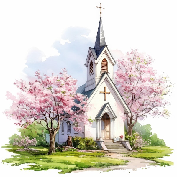 Spring Church Frame Church Spring Clipart - Etsy