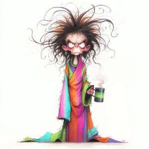 Whimsical Grumpy Coffee Clip Art 10 High Res Watercolor Jpgs Junk ...