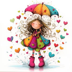 Whimsical Heart Drops Clip Art 10 High Res Watercolor JPGs for Junk Journaling, Scrapbooking, Card Making, Digital Download, Fantasy, Quirky
