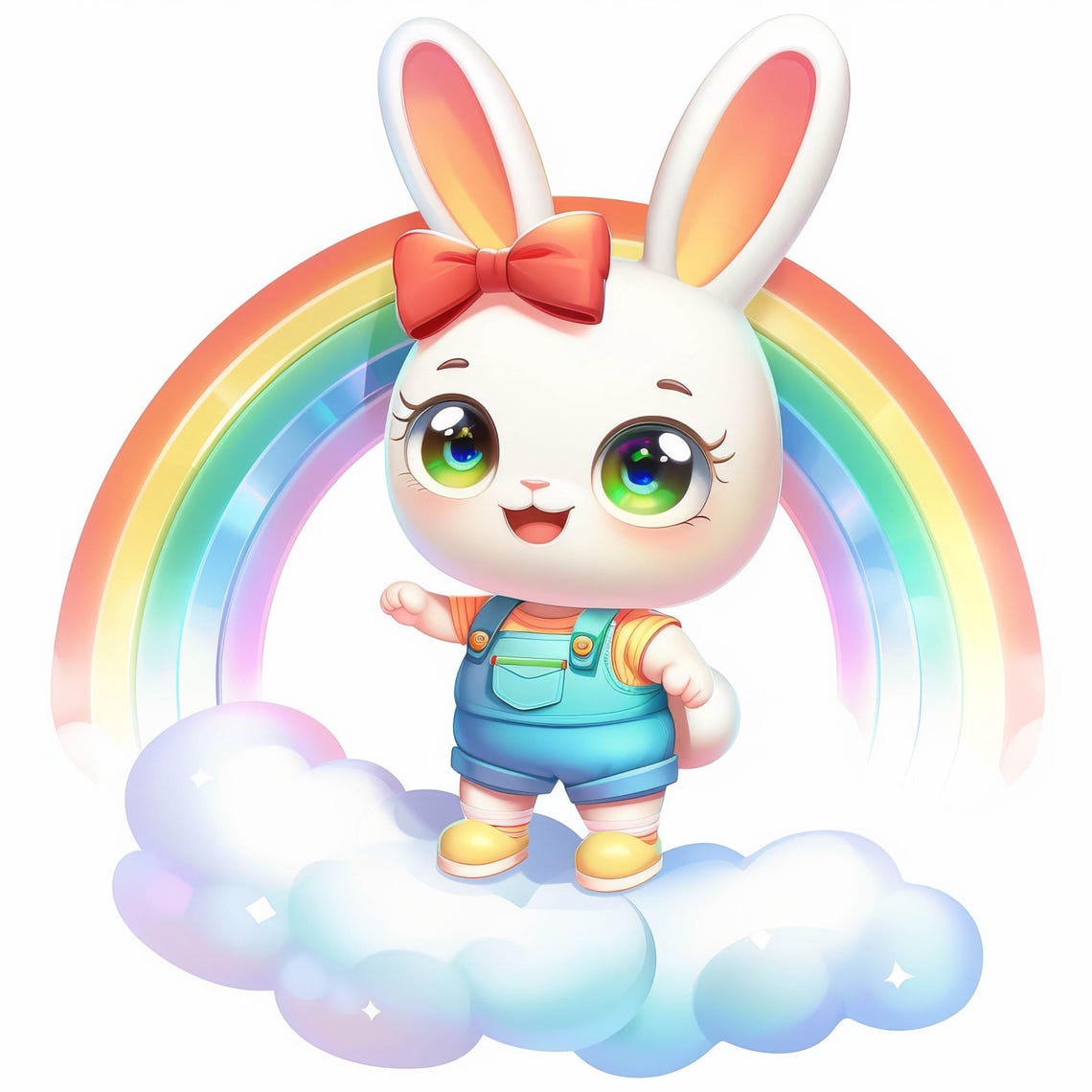 Rainbow Rabbit Clip Art 10 High Res Watercolor Jpgs for Junk Journaling ...