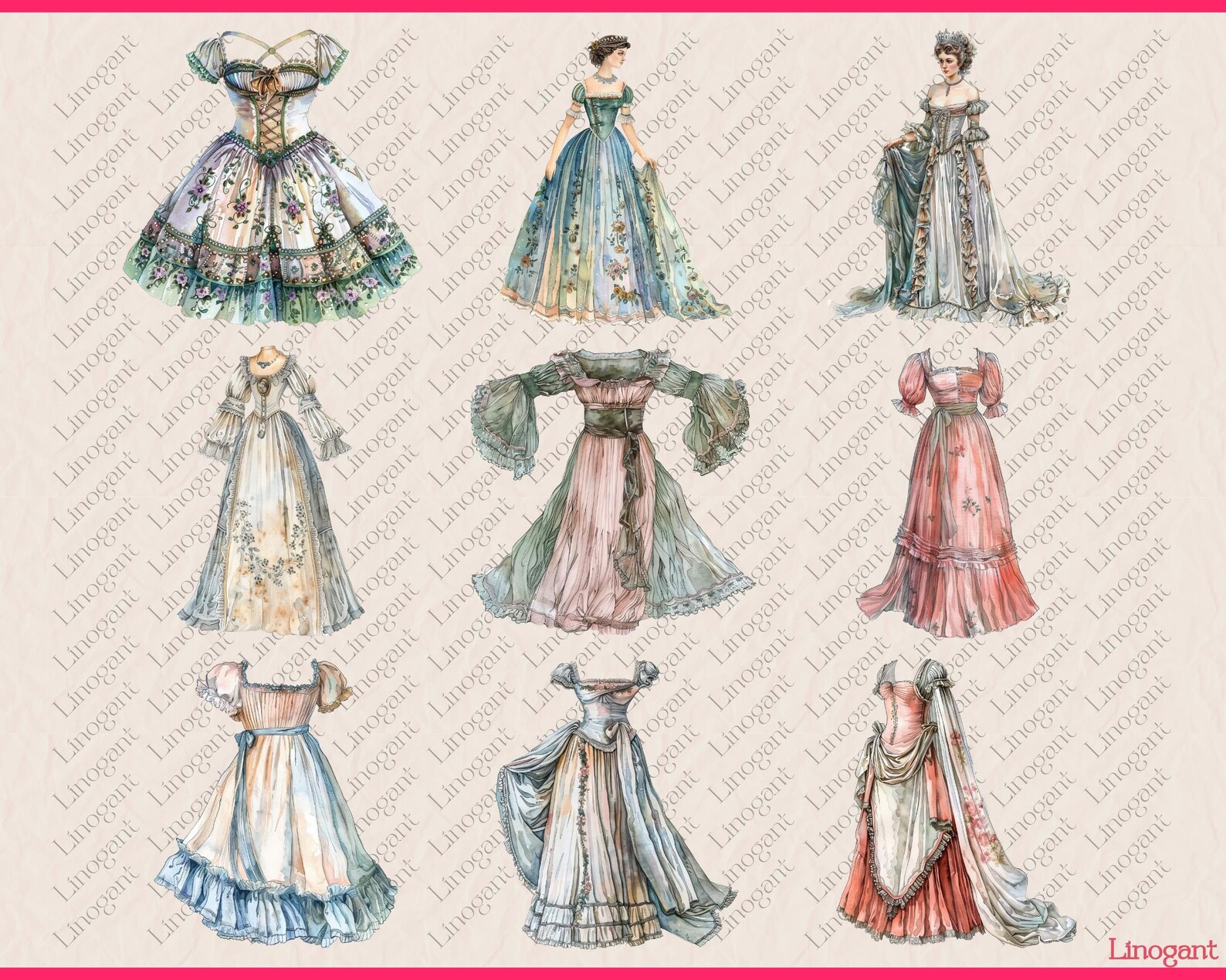 Regency Line Drawing 46 PNG Regency Woman Clipart | Regency Era Woman With Dress, Watercolor ...