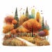 Primitive Fall Trees Clip Art 10 High Res Watercolor Jpgs for Junk ...