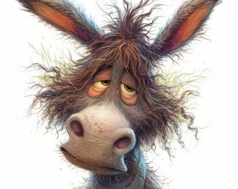 Cute Scruffy Donkey Clip Art 10 High Res Watercolor Jpgs Junk