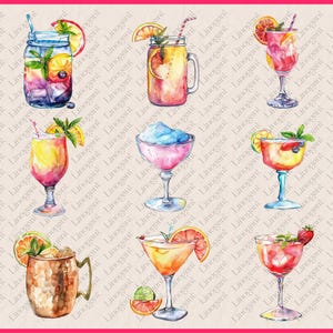 Watercolor Summer Cocktail Clipart Bundle, Sweet Sour Delicious Mixed ...