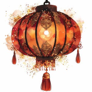11 Chinese New Year Lantern  Clipart Bundle, Lantern Illustration, Printable Watercolor Clipart, High Quality JPG, Paper Craft, Junk Journal