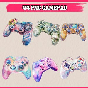 44 imágenes prediseñadas de gamepad, ilustraciones de controladores de juegos, paquete de gamepad colorido con varios diseños / Descarga instantánea para uso comercial