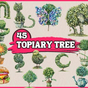 45 PNG Topiary Baum Clipart | Baum geformt wie Katze, Vogel, Mond, Schmetterling Clipart, Topiary Work Illustrationen | Kommerzielle Nutzung