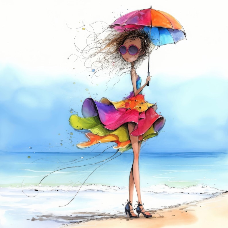 Whimsy Clips Water Whimsical Beach Waves Clip Art 14 High Res Watercolor Jpgs for Junk ...