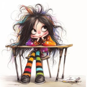 Quirky School Desk Clipart 10 High Res Watercolor JPGs for Junk Journaling, Scrapbooking, Card Making, Digital Download Kit, Fantasy College