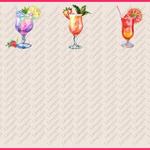 Watercolor Summer Cocktail Clipart Bundle, Sweet Sour Delicious Mixed ...