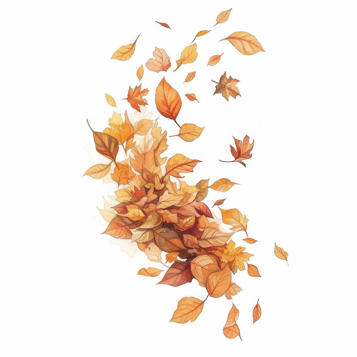 10 Falling Autumn Leaves Clipart Bundle, Fall Decor Illustration ...