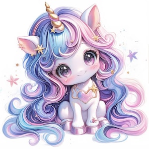 11 Baby Unicorn Clipart Bundle, Cute Fantasy Creature Illustration, Printable Watercolor Clipart, High Quality JPG, Paper Craft, Journals