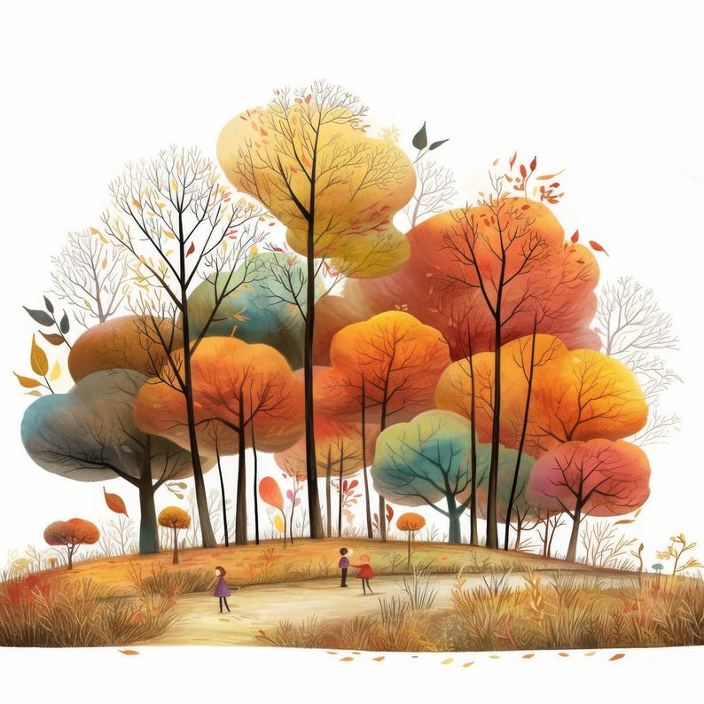 Rustic Fall Trees Clip Art 10 High Res Watercolor Jpgs for Junk ...