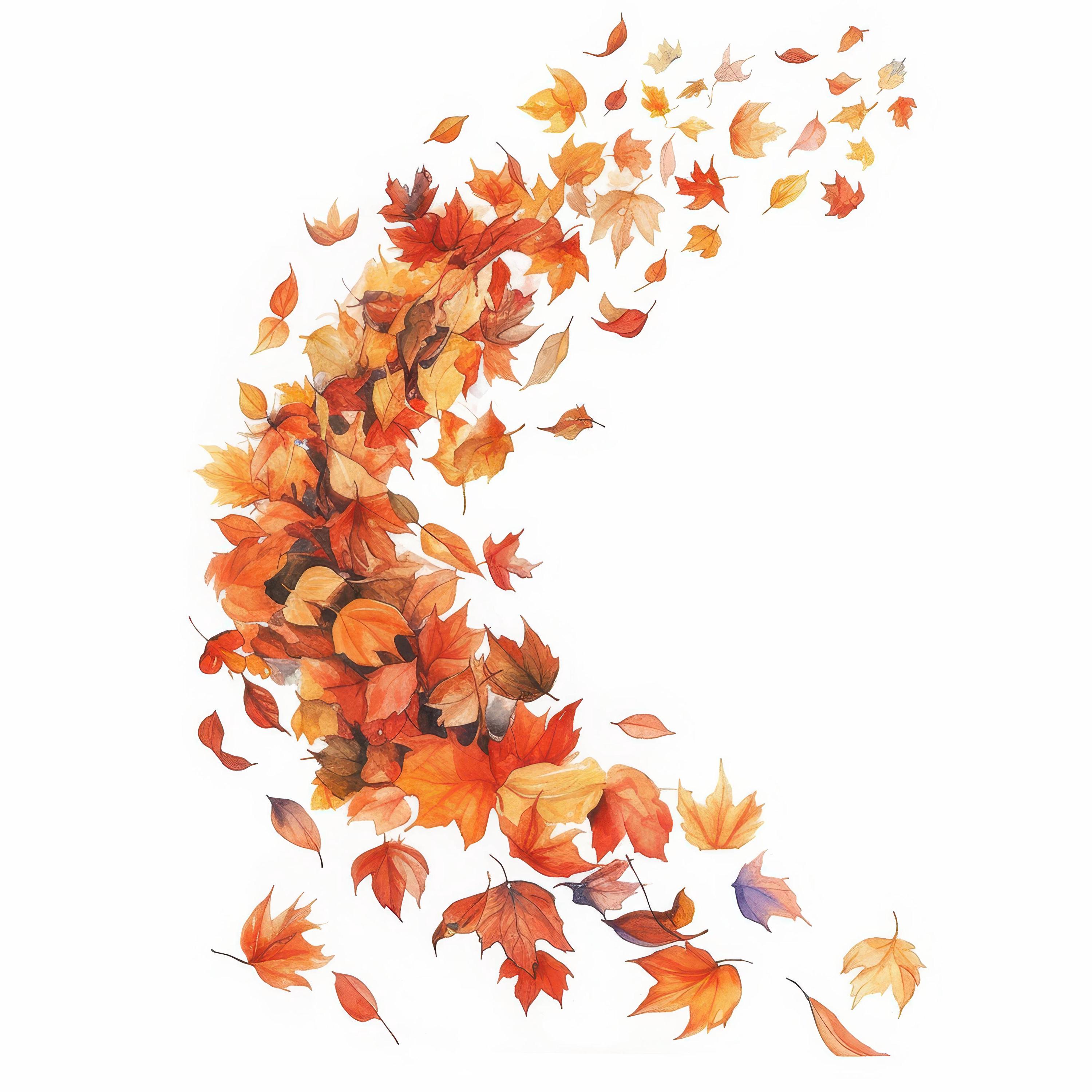 10 Falling Autumn Leaves Clipart Bundle, Fall Decor Illustration ...