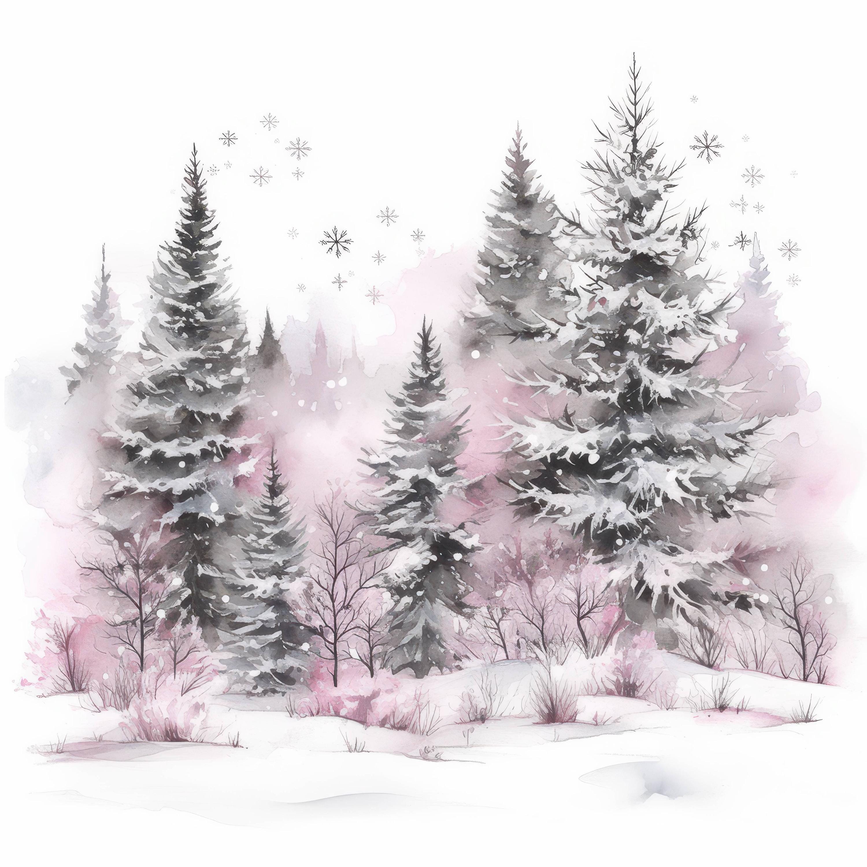 16 Winter Pine Trees Clipart Bundle, Elegant Winter Illustration ...