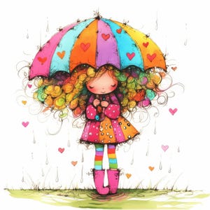 Lovely Quirky Girl Clip Art 10 High Res Watercolor JPGs for Junk Journaling, Scrapbooking, Card Making, Digital Download, Fantasy, Whimsical