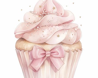 10 Pastel Cupcake Clipart Bundle, Soft Dessert Illustration, Printable Watercolor Clipart, High Quality JPG, Paper Craft, Junk Journals