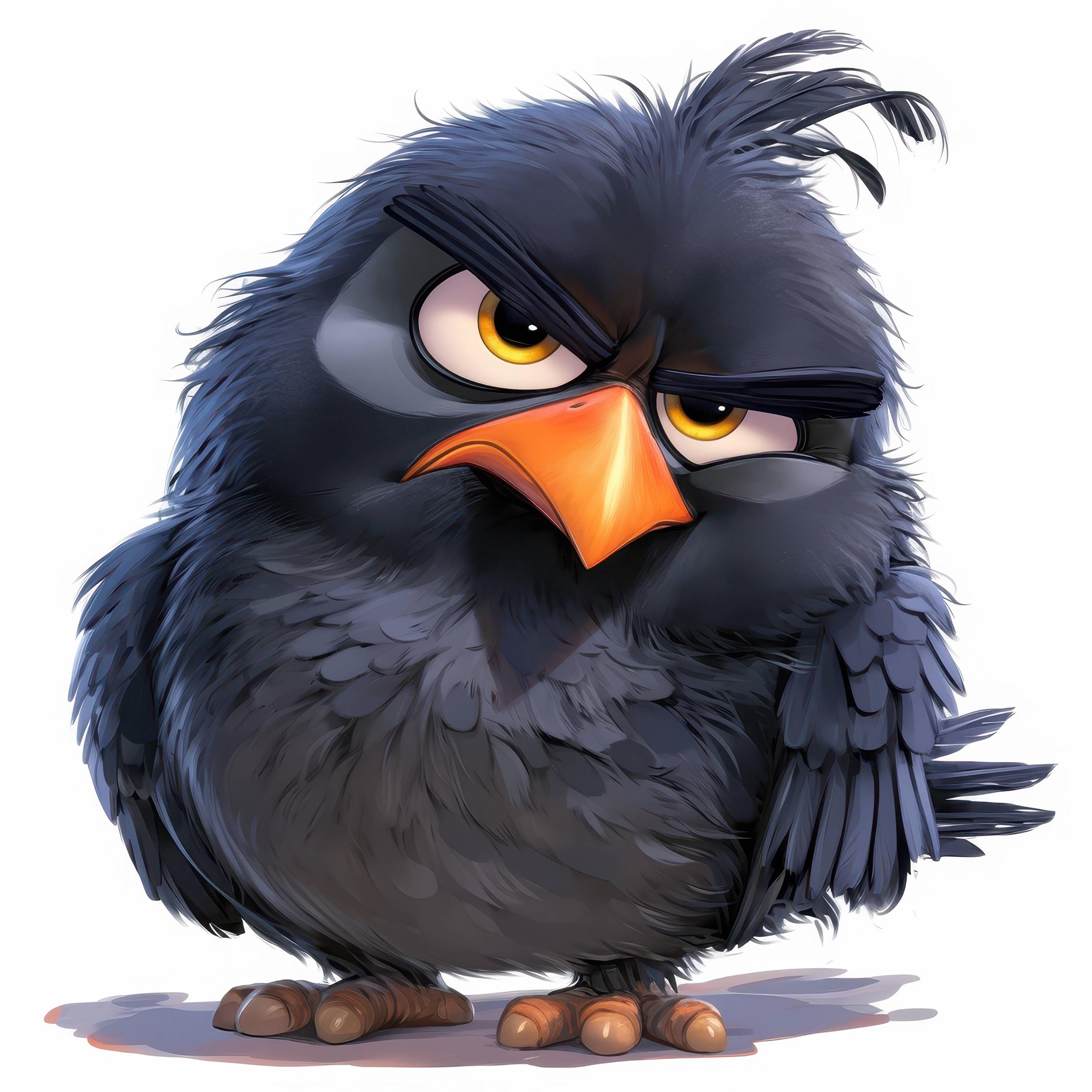 24 Grumpy Birds Clipart Bundle, Cute Fluffy Feathered Character ...