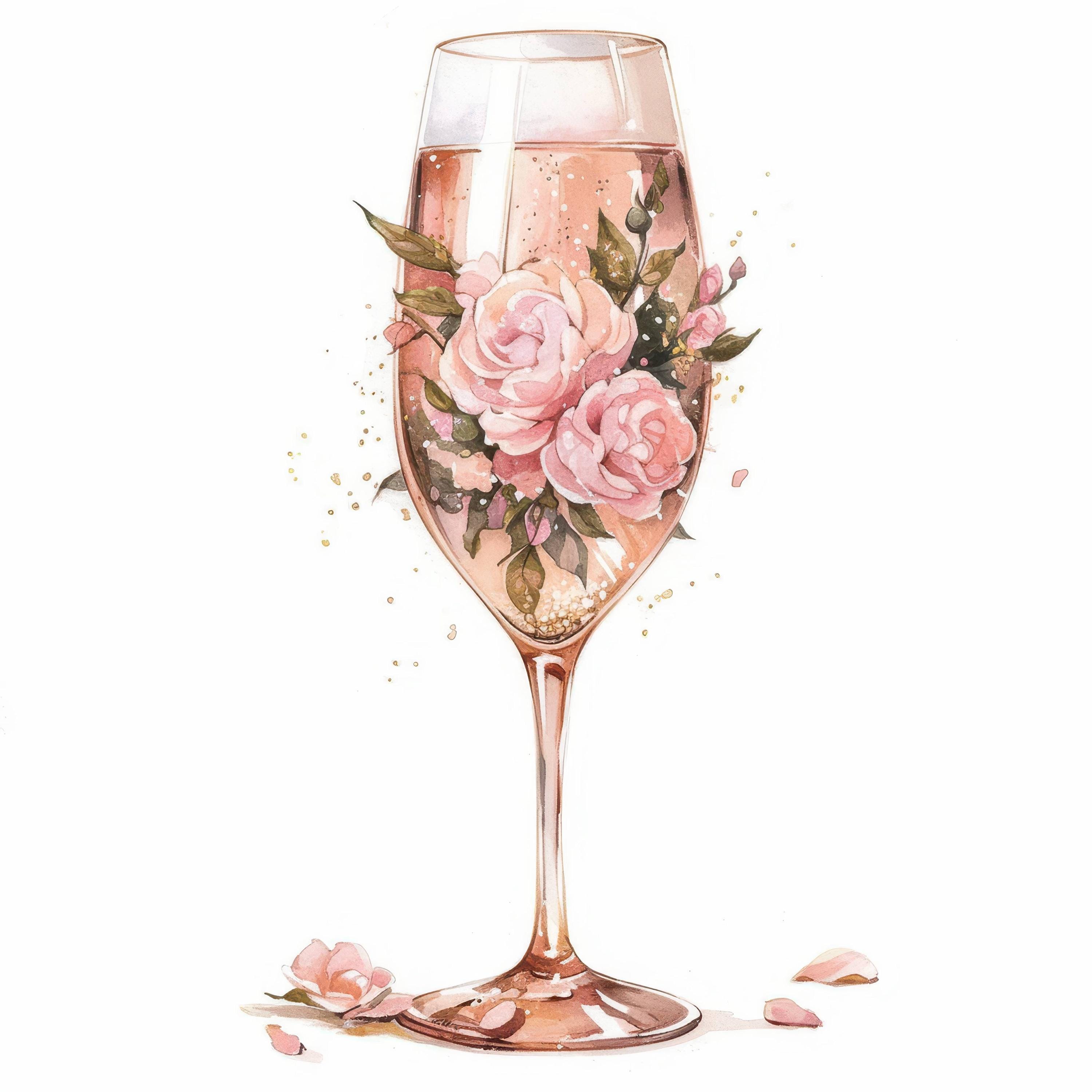 Copa de vino de oro rosa - Etsy México, image size:3000x3000