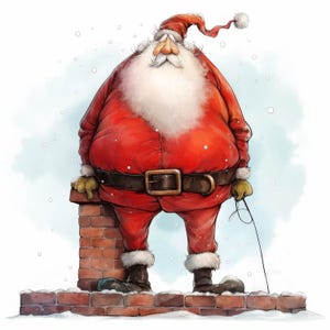 Quirky Santa Surprise Clip Art 10 High Res Watercolor JPGs Junk Journaling, Scrapbooking, Card Making, Digital Download, Fantasy, Christmas