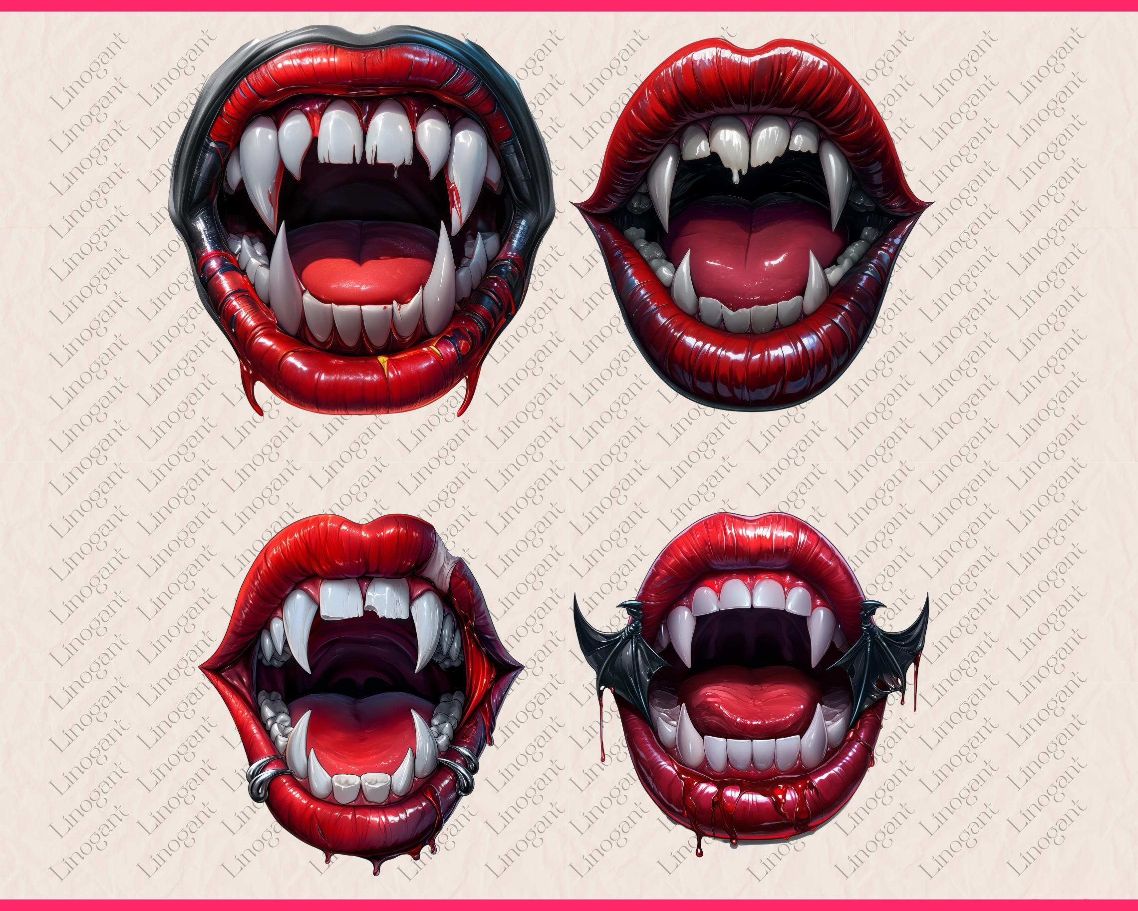 Fangs Layout 10 PNG Vampire Fangs and Lips Clipart, Bloody Teeth Illustration ...