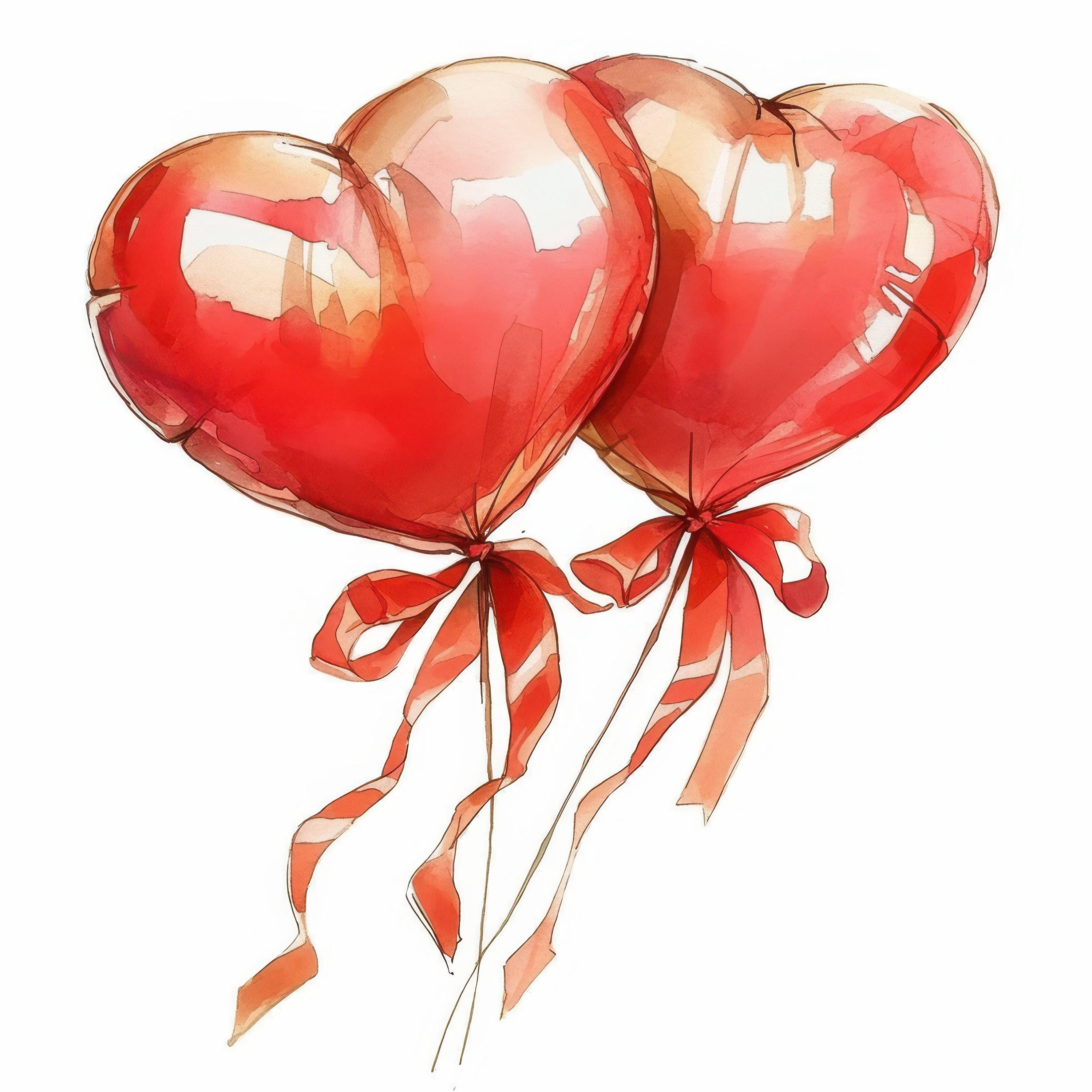 14 Valentine Balloon Clipart Bundle, Romantic Heart Balloon Design ...