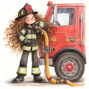 Whimsical Fire Safety Clip Art 13 High Res Watercolor JPGs for Junk Journals, Scrapbooking, Card Making, Digital Download, Fantasy, Fireman