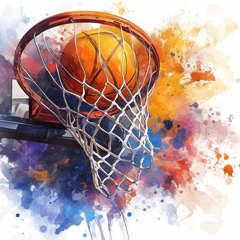 10 Basketball Clipart Bundle, Watercolor Sports Ball Illustration ...