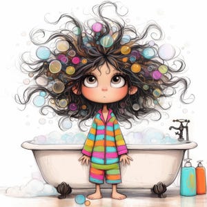 Quirky Bubble Bath Clipart 13 High Res Watercolor JPGs for Junk Journals, Scrapbook, Card Making, Digital Download, Fantasy, Whimsical, Cute