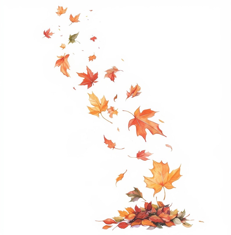 10 Falling Autumn Leaves Clipart Bundle, Fall Decor Illustration ...