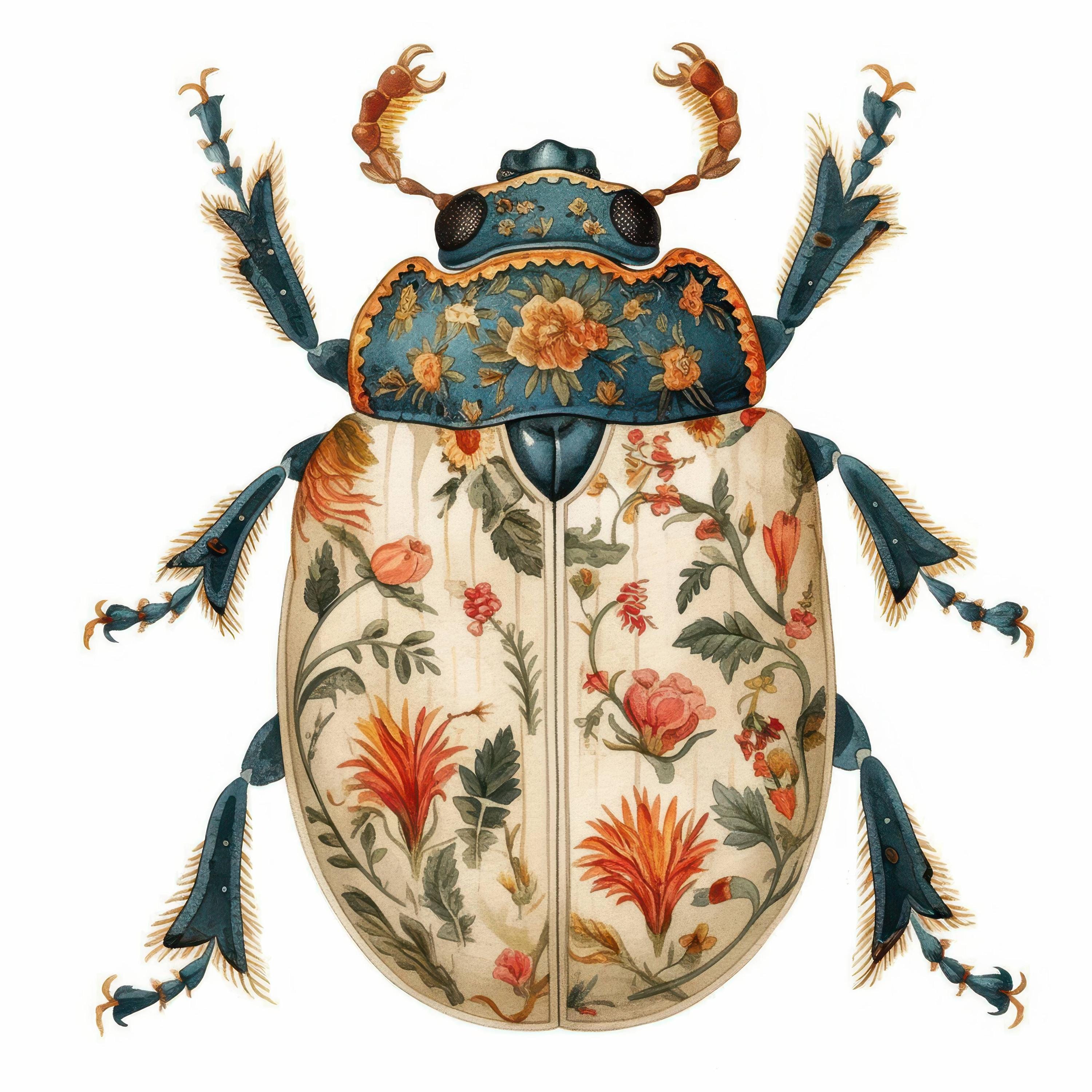 18 Folk Art Beetle Clipart Bundle, Decorative Insect Illustration ...