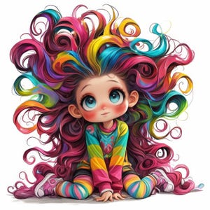 Quirky Little Girl Clip Art 12 High Res Watercolor JPGs Junk Journals, Scrapbooking, Card Making, Digital Download Kit, Fantasy, Whimsical