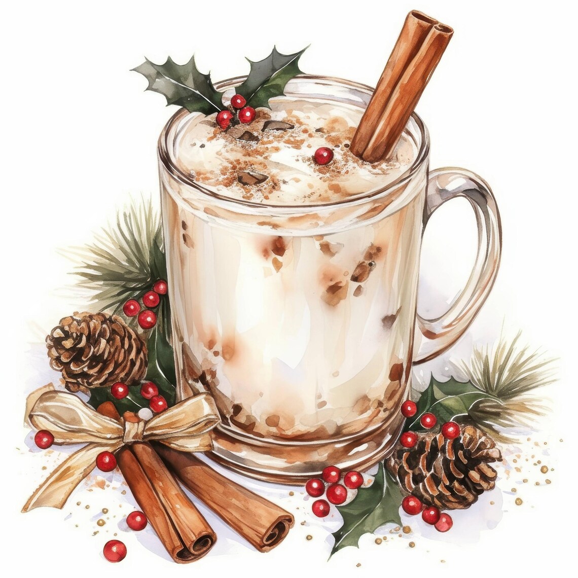 12 Eggnog Clipart Bundle, Festive Holiday Beverages Illustration ...