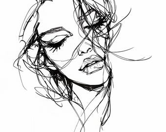 10 Floral Woman Face Clipart Bundle, Minimalist Line Art Beauty Illustration, Printable Watercolor Clipart, High Quality JPG, Paper Craft