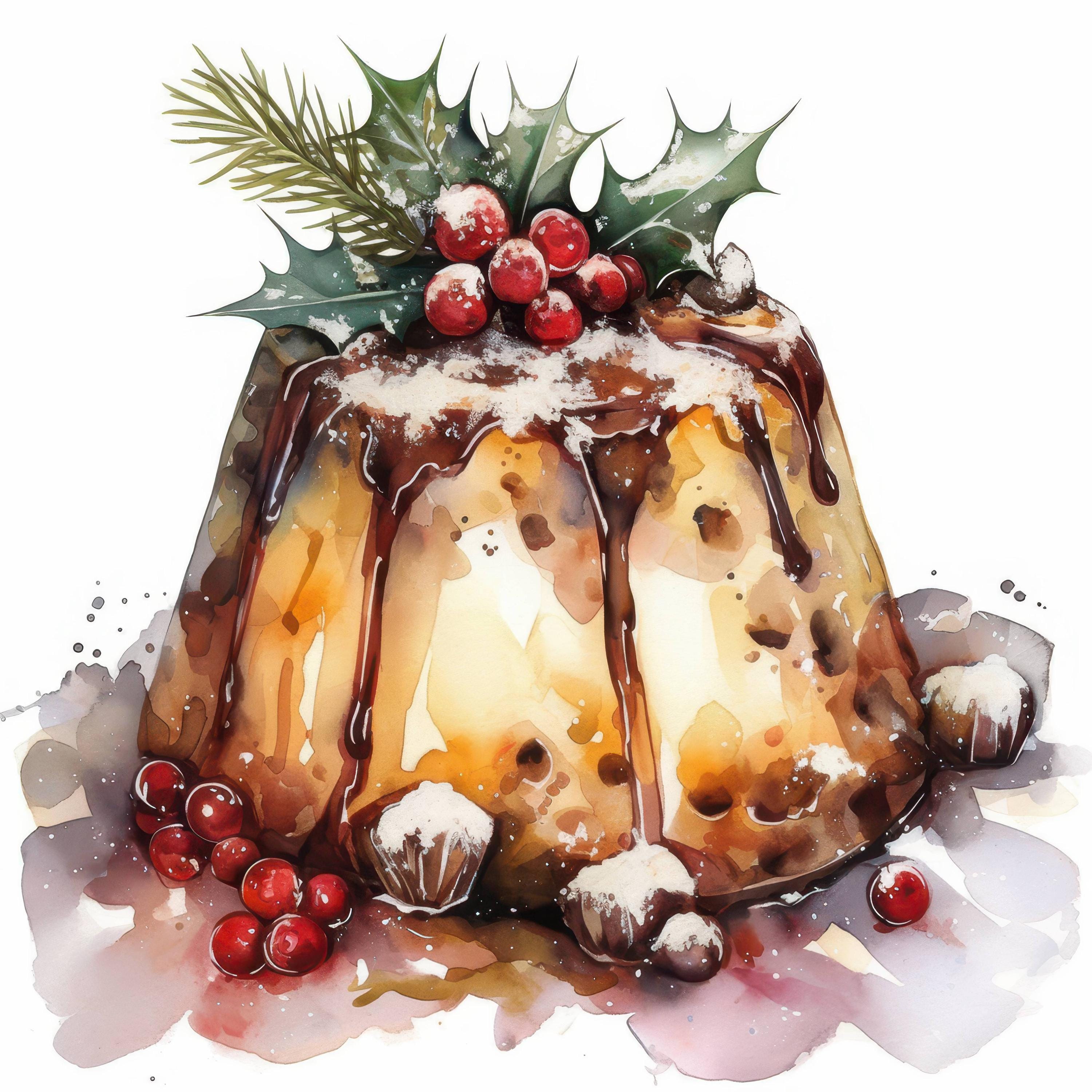 11 Festive Pudding Clipart Bundle, Holiday Dessert Illustration ...