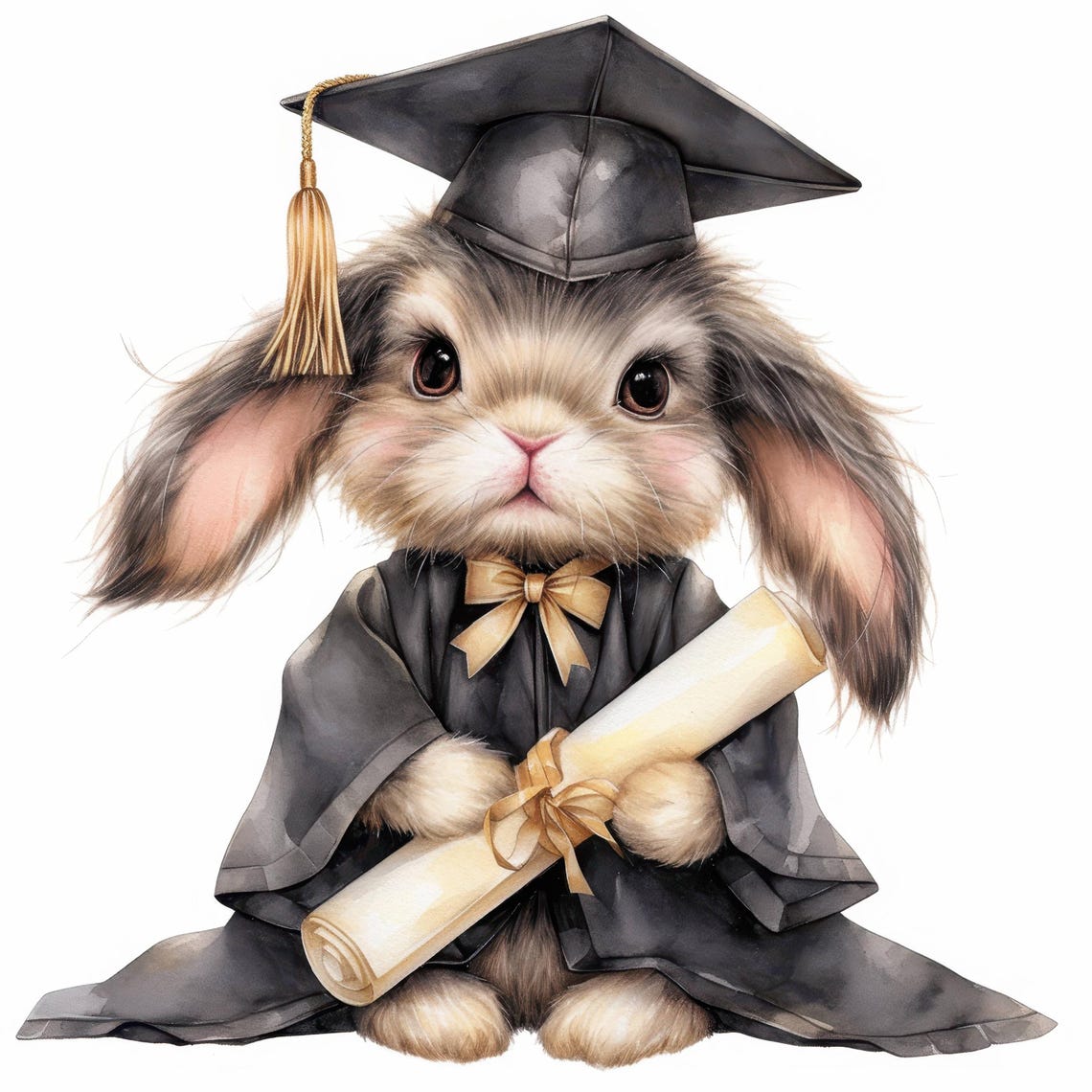 17 Graduation Rabbit Clipart Bundle, Academic Celebration Animal ...