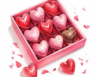 Pacchetto di 12 Clipart di scatole di caramelle, illustrazioni di dolciumi, clipart di acquerelli stampabili, JPG di alta qualità, creazioni di carta, diari spazzatura