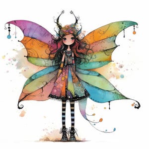 Whimsical Fairy Lady Clipart 10 High Res Watercolor JPGs Junk Journaling, Scrapbooking, Card Making, Digital Download Kit, Fantasy, Quirky