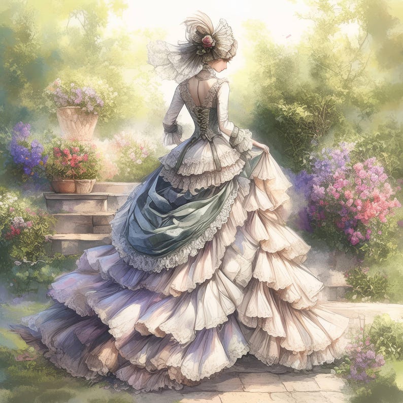 12 Elegant Victorian Lady Clipart | Printable Watercolor Illustrations | High Quality JPGs | Digital Download | Paper Craft | Junk Journals