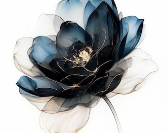 Gorgeous Black Flowers Clip Art 10 High Res Watercolor JPGs for Junk Journals, Scrapbooking, Card Making, Digital Download Kit, Paper Craft
